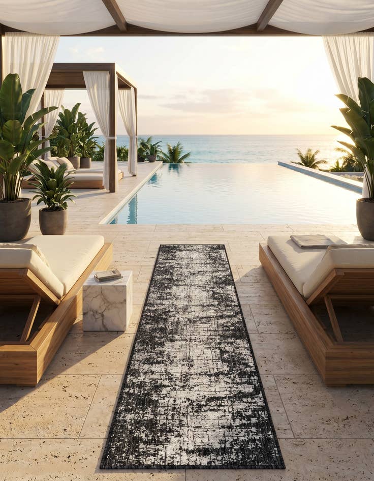 Detail image of 2' x 8' Easy-Clean Modern Indoor / Outdoor Runner Rug