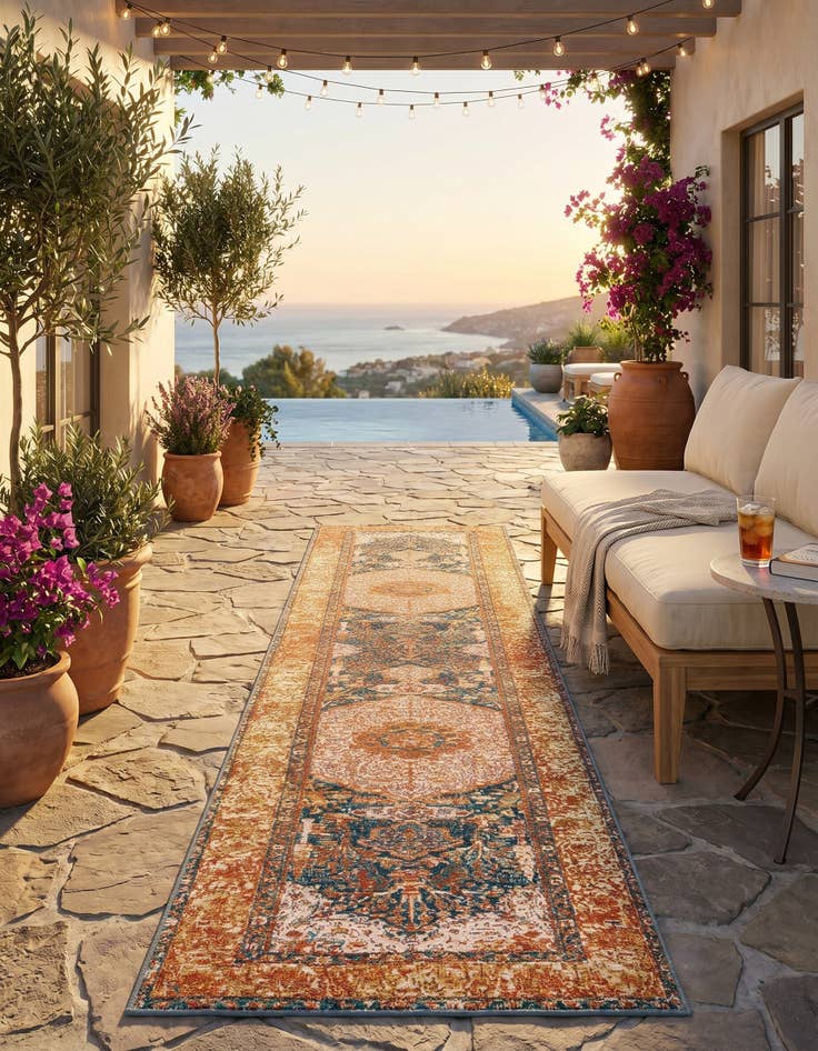 Detail image of 2' 7 x 10' Easy-Clean Traditional Indoor / Outdoor Runner Rug