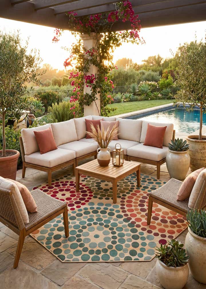 7' x 7' Easy-Clean Modern Indoor / Outdoor Octagon Rug