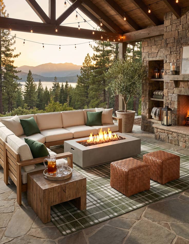 Detail image of 10' x 10' Easy-Clean Checkered Indoor / Outdoor Square Rug