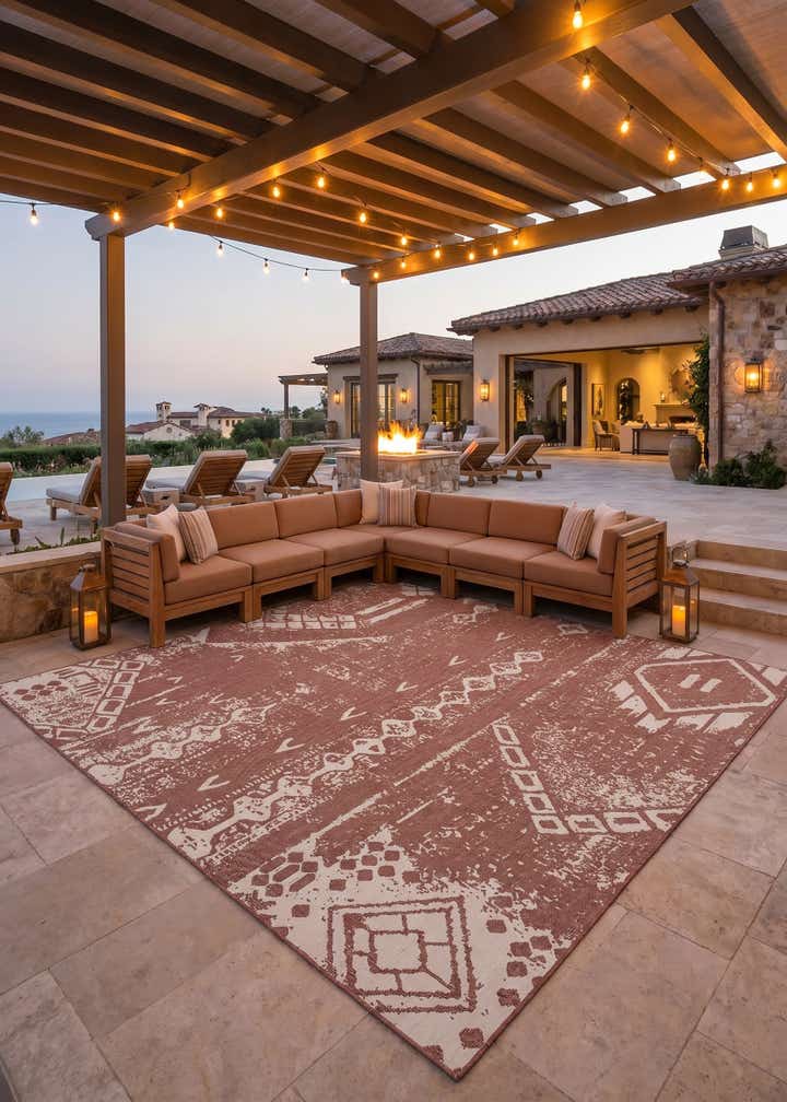 13' x 13' Easy-Clean Bohemian Indoor / Outdoor Square Rug