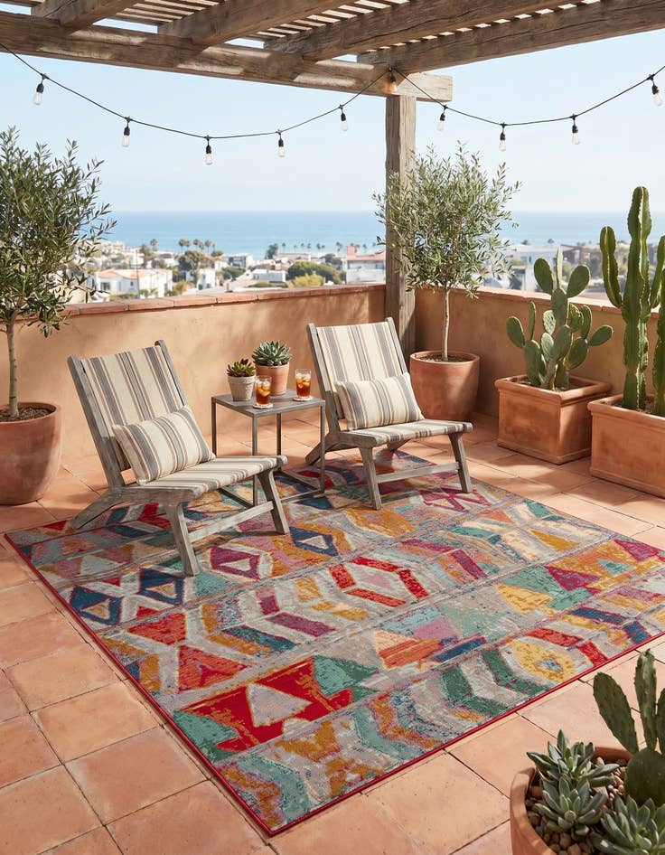 Detail image of 6' x 6' Easy-Clean Modern Indoor / Outdoor Square Rug