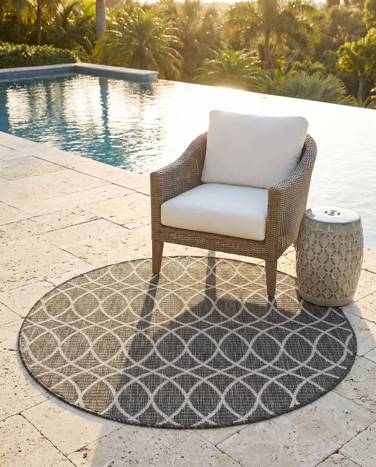 Detail image of 4' x 4' Easy-Clean Trellis Indoor / Outdoor Round Rug