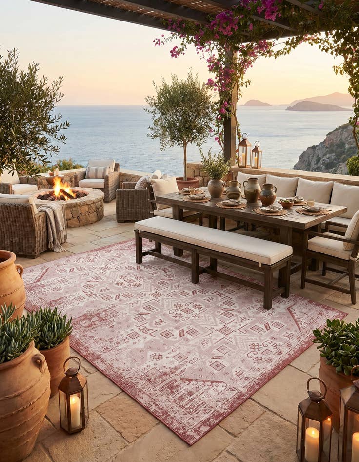 Detail image of 10' x 14' Easy-Clean Aztec Indoor / Outdoor Rug