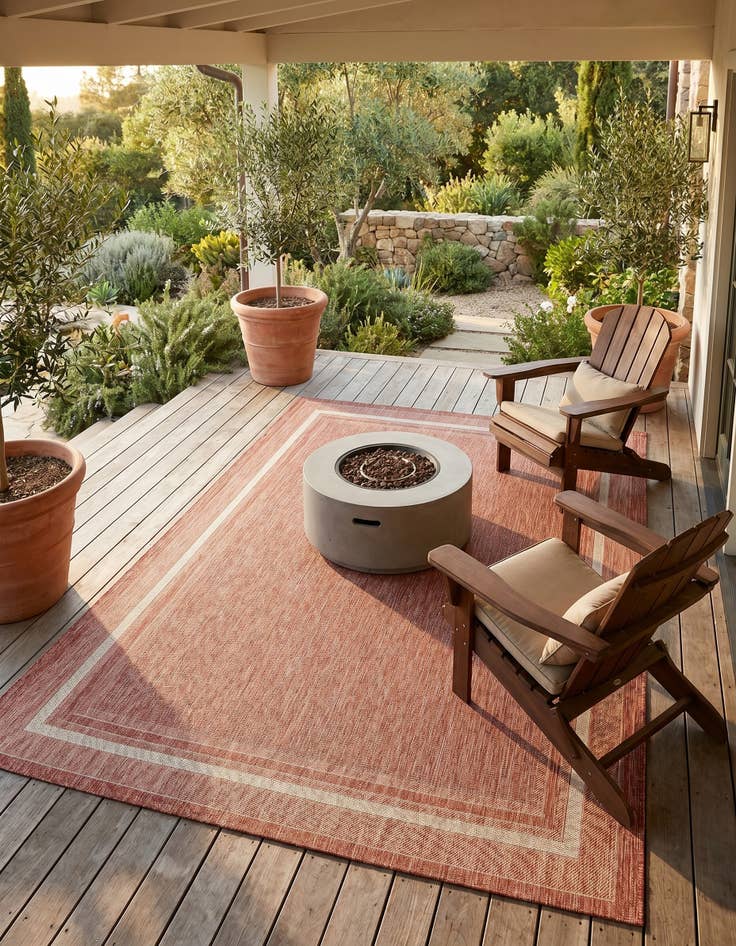 Detail image of 7' 10 x 11' Easy-Clean Border Indoor / Outdoor Rug