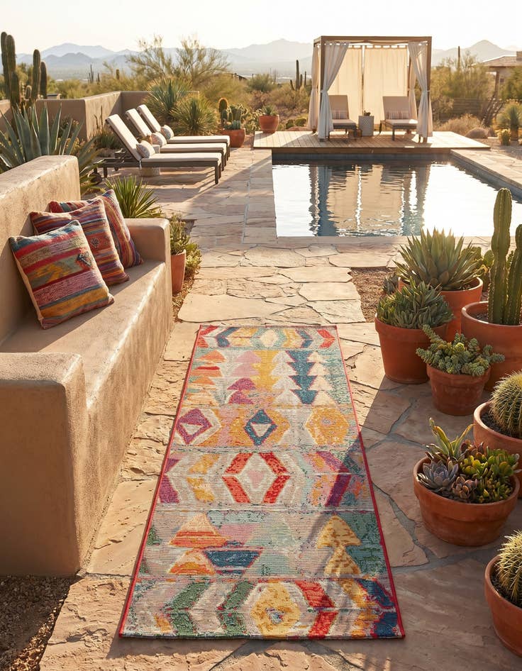 Detail image of 2' x 6' Easy-Clean Modern Indoor / Outdoor Runner Rug