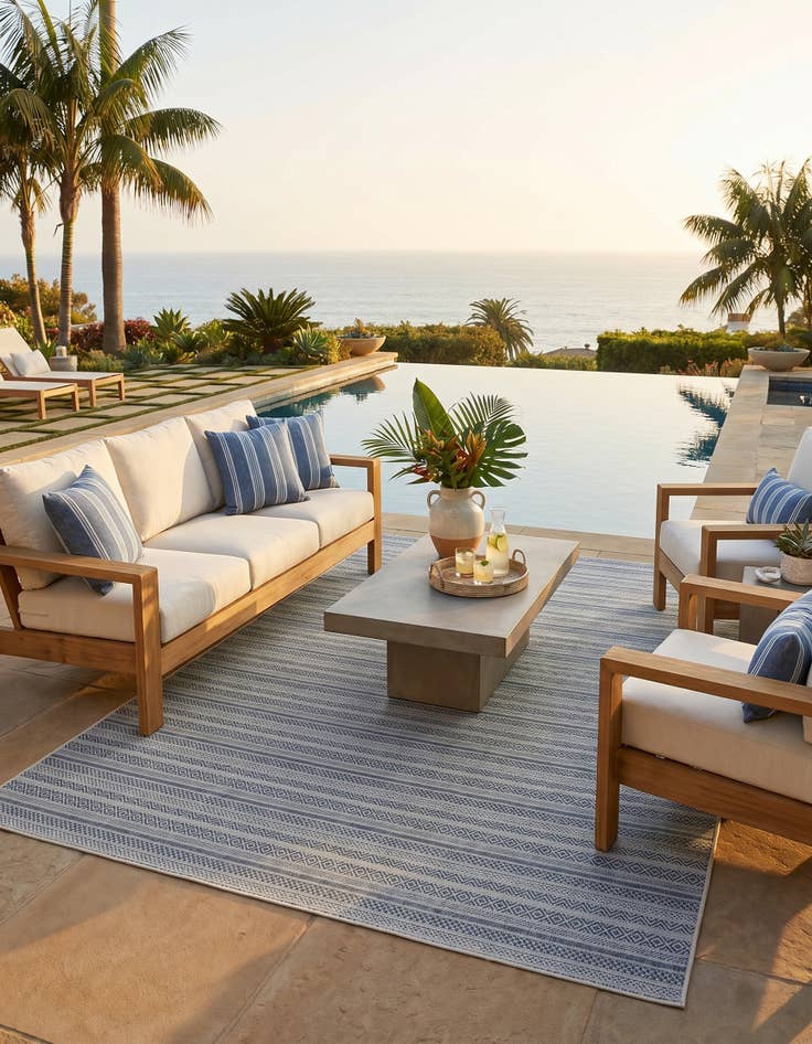 Detail image of 7' 10 x 11' Easy-Clean Ribbon Indoor / Outdoor Rug