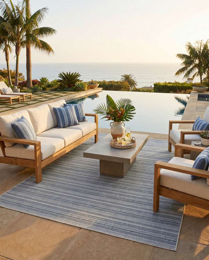 7' 10 x 11' Easy-Clean Ribbon Indoor / Outdoor Rug