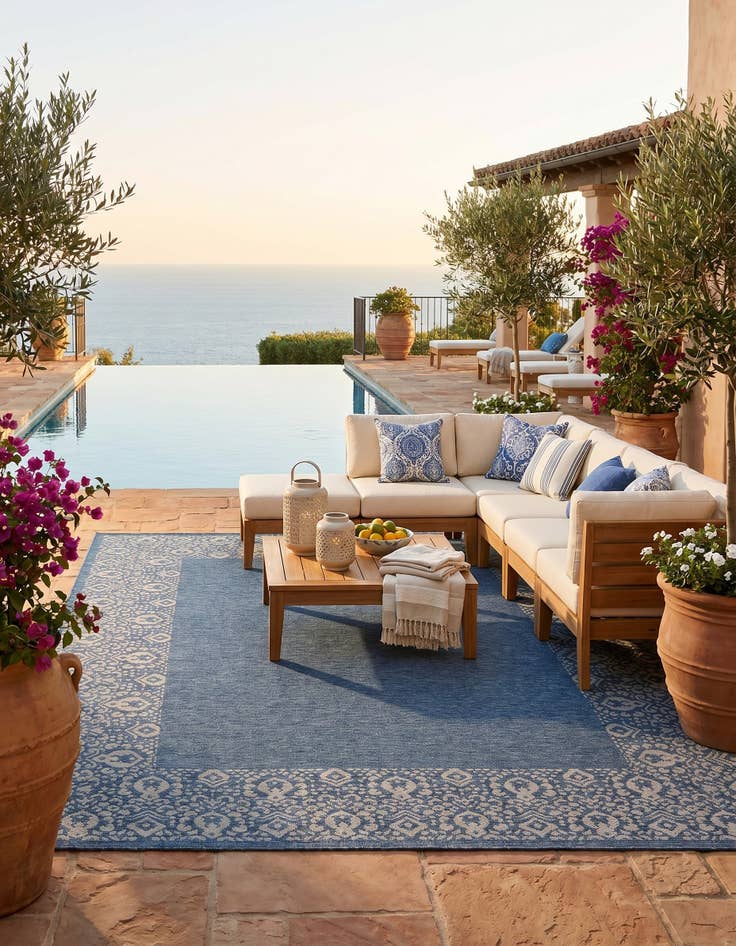 Detail image of 7' 10 x 10' Easy-Clean Border Indoor / Outdoor Rug