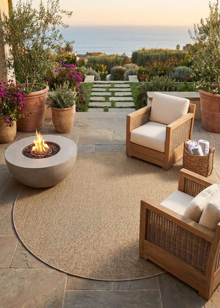 7' 10 x 7' 10 Easy-Clean Solid Indoor / Outdoor Round Rug