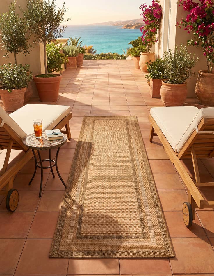 Detail image of 2' 2 x 6' Easy-Clean Border Indoor / Outdoor Runner Rug