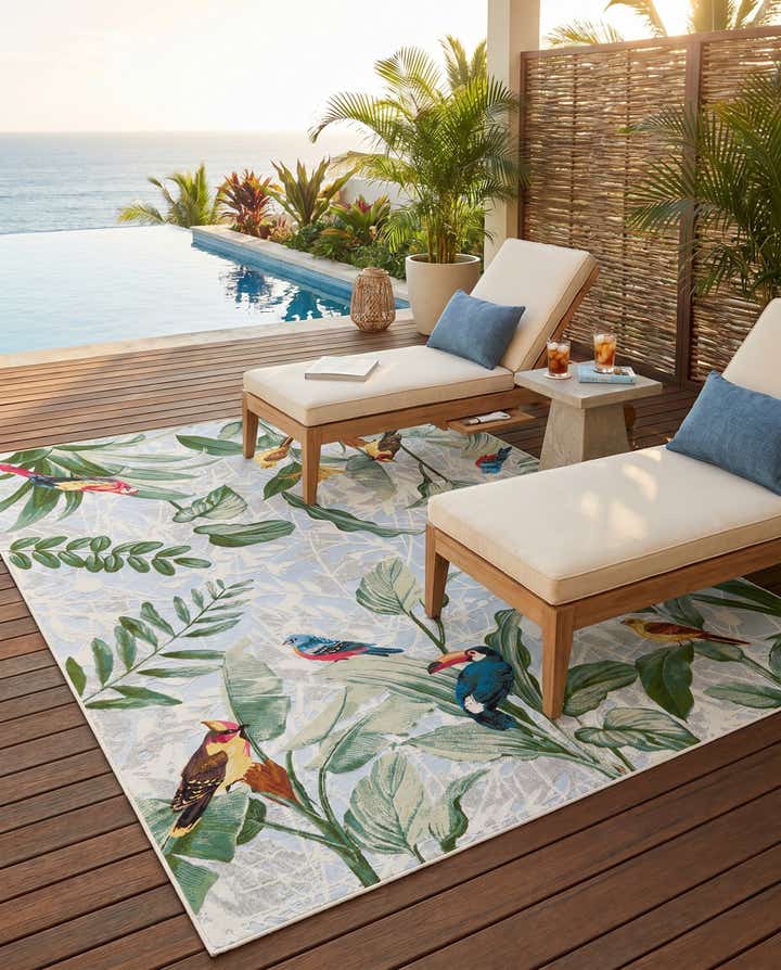 7' 10 x 10' Easy-Clean Botanical Indoor / Outdoor Rug
