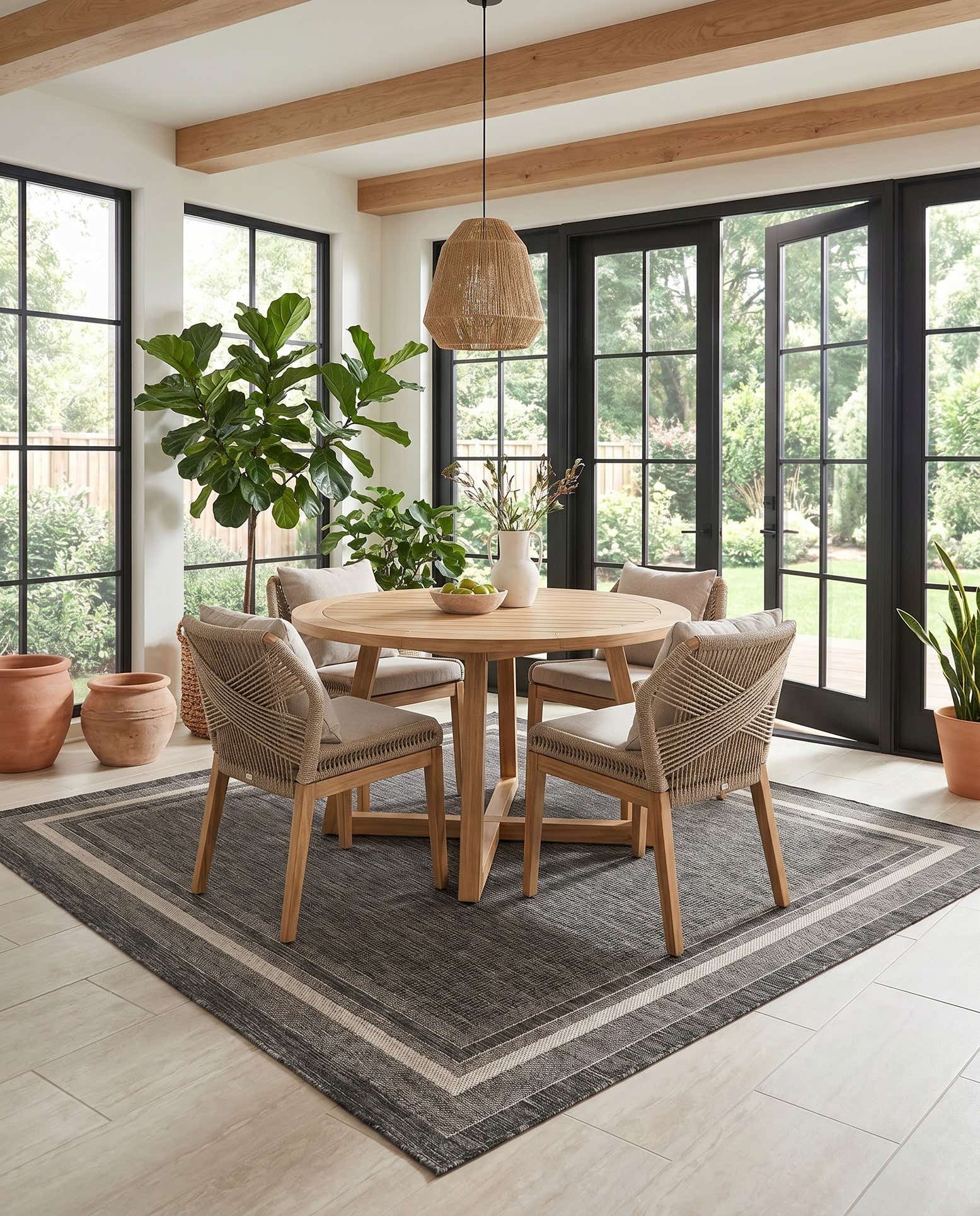 7' 10 x 7' 10 Easy-Clean Border Indoor / Outdoor Square Rug