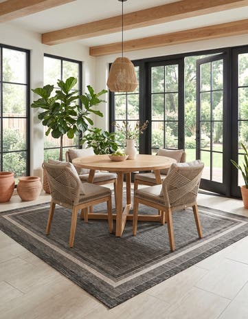Black Easy-Clean Border Indoor / Outdoor Square Rug