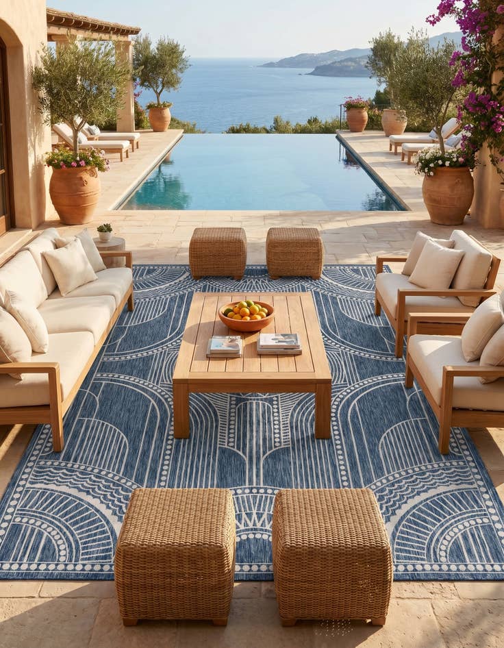 Detail image of 10' x 14' Easy-Clean Traditional Indoor / Outdoor Rug