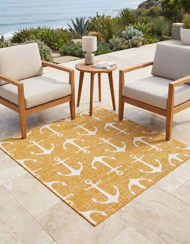 Detail image of 5' 3 x 5' 3 Easy-Clean Coastal Indoor / Outdoor Square Rug