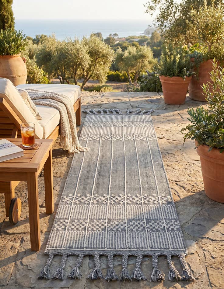 Detail image of 2' 2 x 6' 7 Easy-Clean Eco Bohemian Indoor / Outdoor Runner Rug