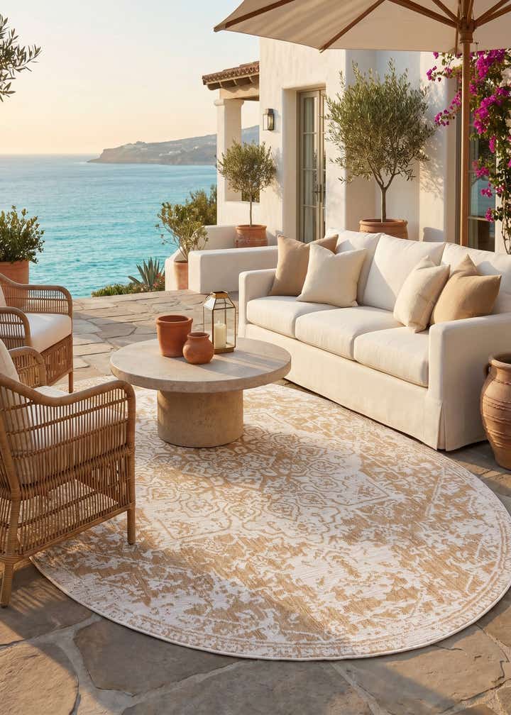 7' 10 x 10' Easy-Clean Jill Zarin Dubai Indoor / Outdoor Oval Rug