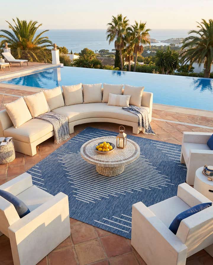 7' x 7' Easy-Clean Modern Indoor / Outdoor Square Rug