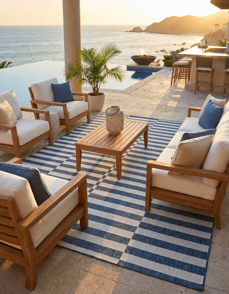 Detail image of 10' x 13' Easy-Clean Ribbon Indoor / Outdoor Rug