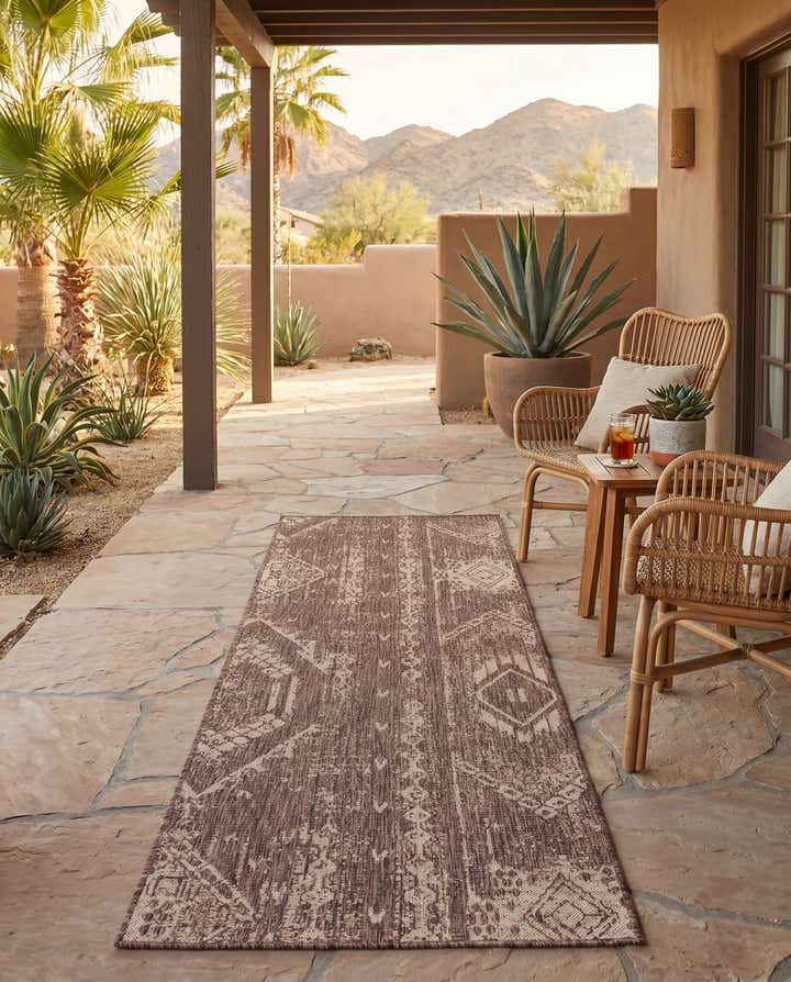 2' x 8' Easy-Clean Bohemian Indoor / Outdoor Runner Rug