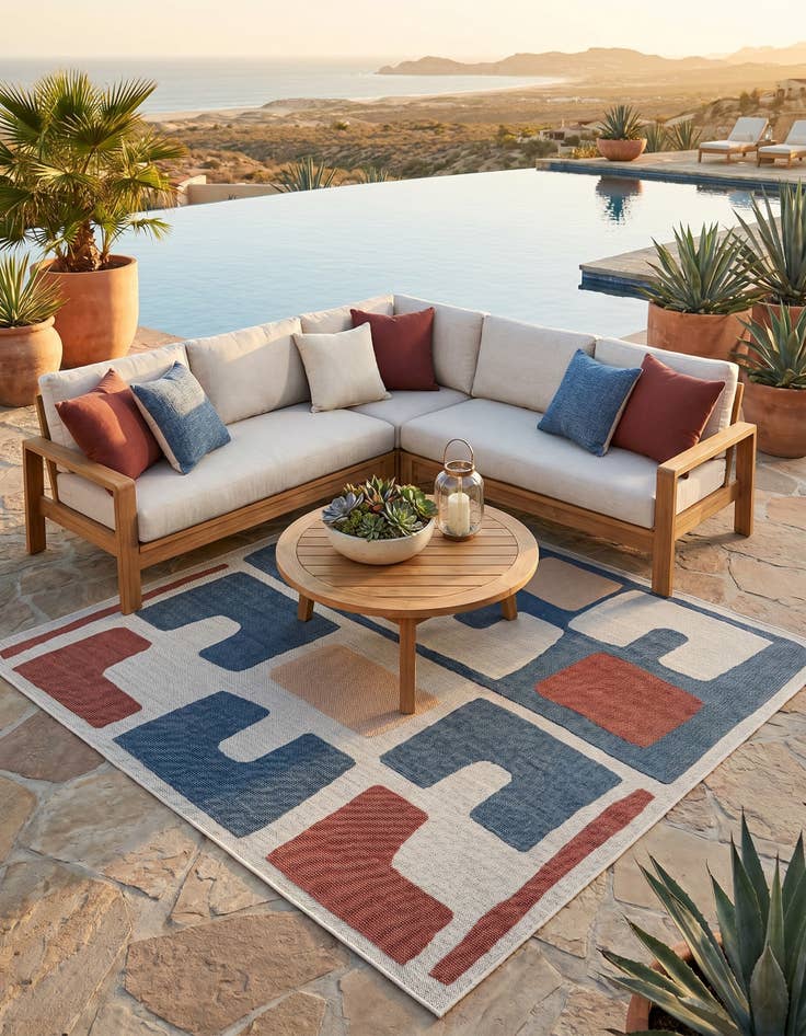 Detail image of 7' 10 x 7' 10 Easy-Clean Baja Indoor / Outdoor Square Rug