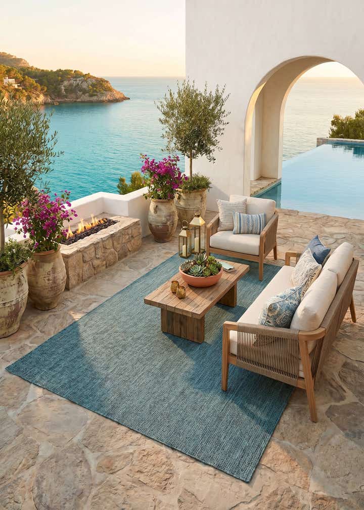 5' 3 x 8' Easy-Clean Solid Indoor / Outdoor Rug