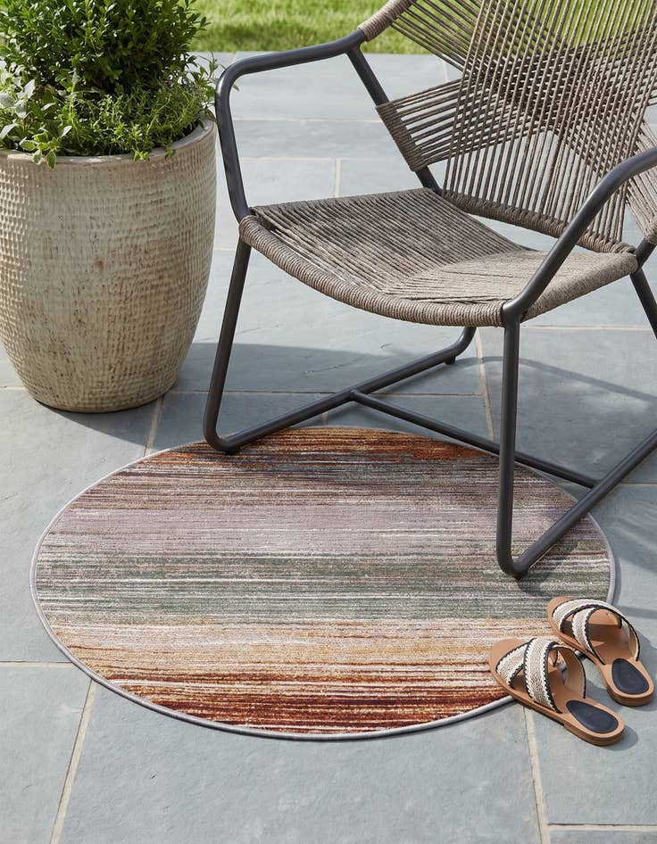 Detail image of 3' x 3' Easy-Clean Modern Indoor / Outdoor Round Rug
