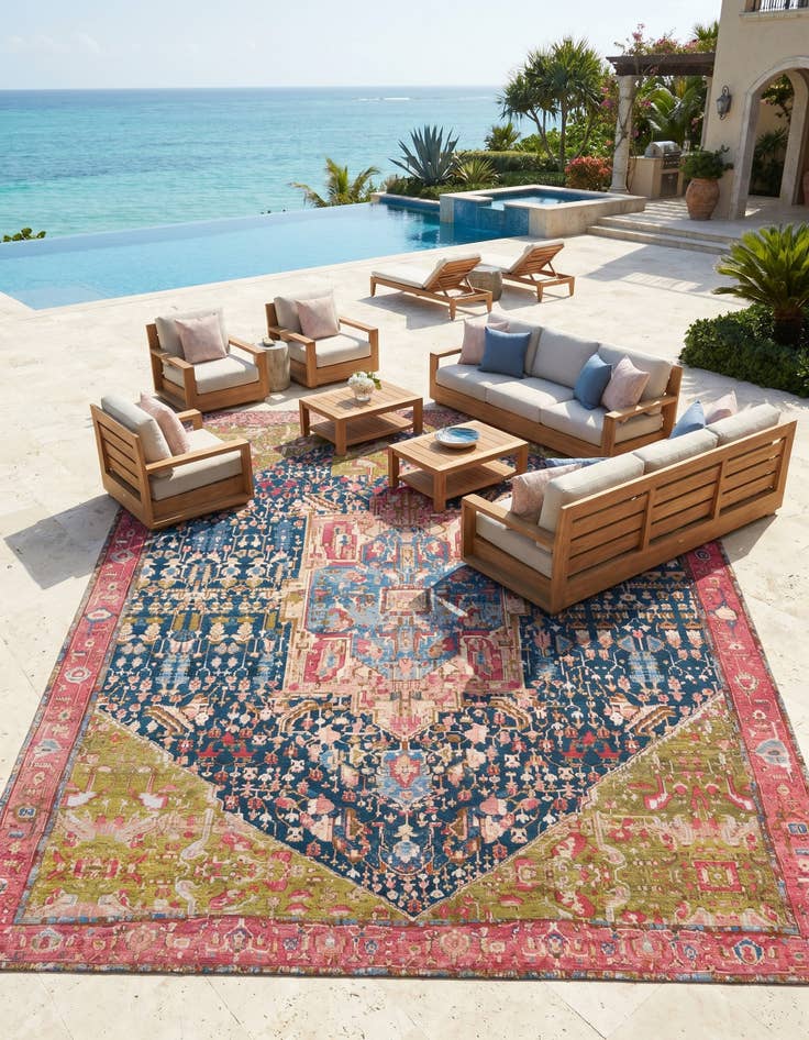 Detail image of 12' x 16' Easy-Clean Traditional Indoor / Outdoor Rug