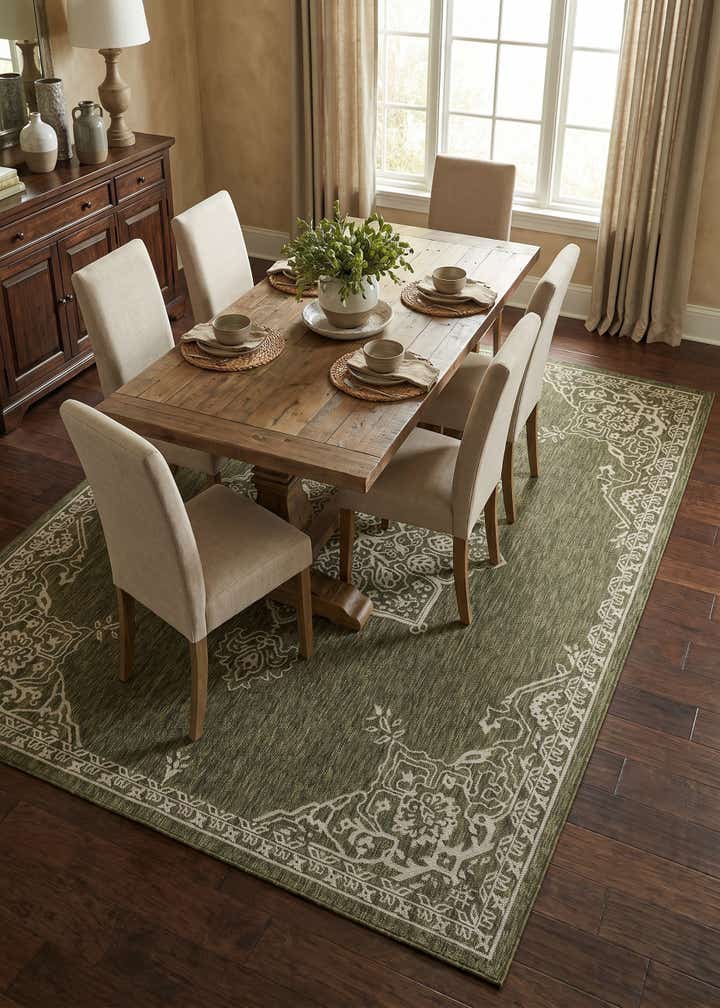 7' 10 x 10' Easy-Clean Traditional Indoor / Outdoor Rug