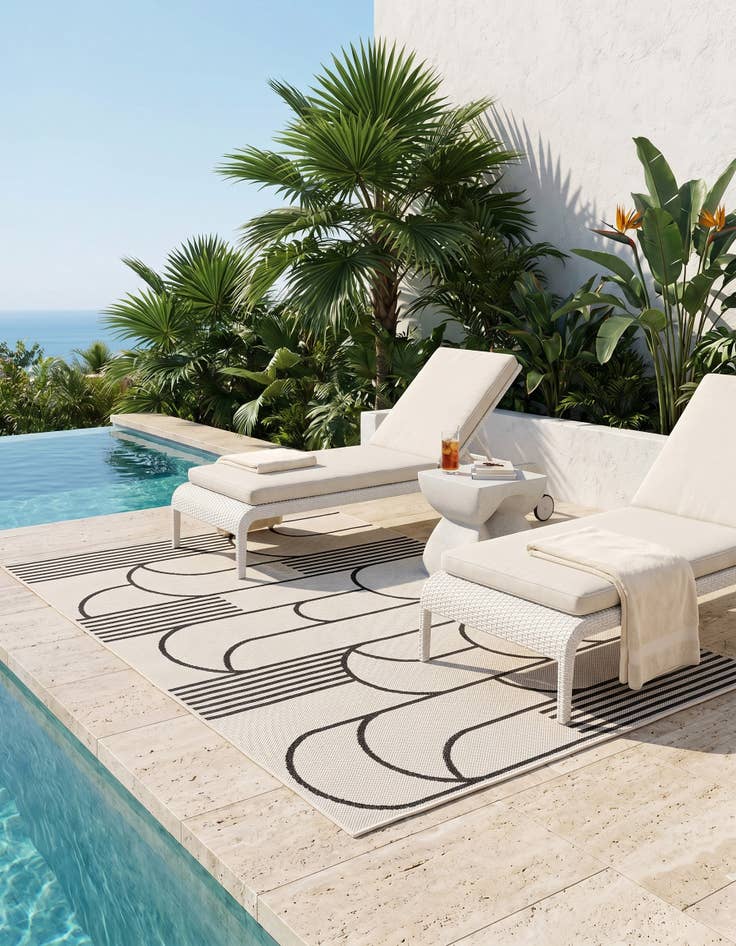 Detail image of 4' x 6' Easy-Clean Modern Indoor / Outdoor Rug