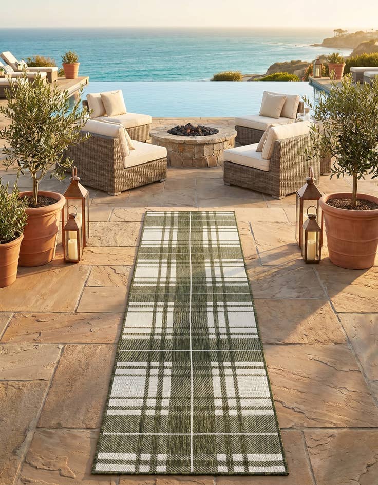 Detail image of 2' x 8' Easy-Clean Checkered Indoor / Outdoor Runner Rug