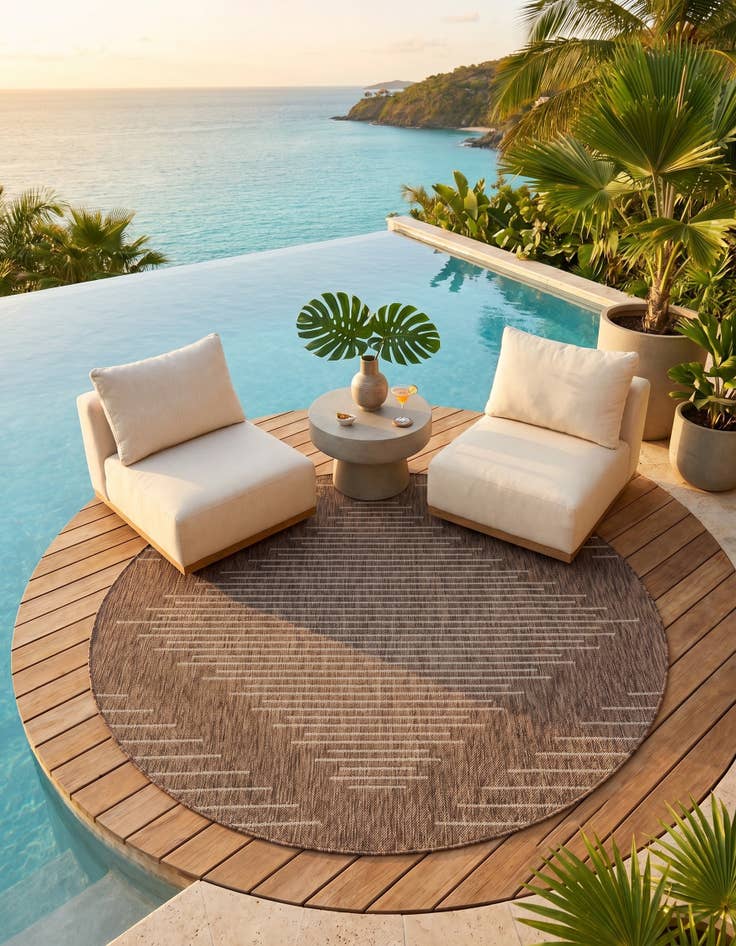 Detail image of 6' x 6' Easy-Clean Modern Indoor / Outdoor Round Rug