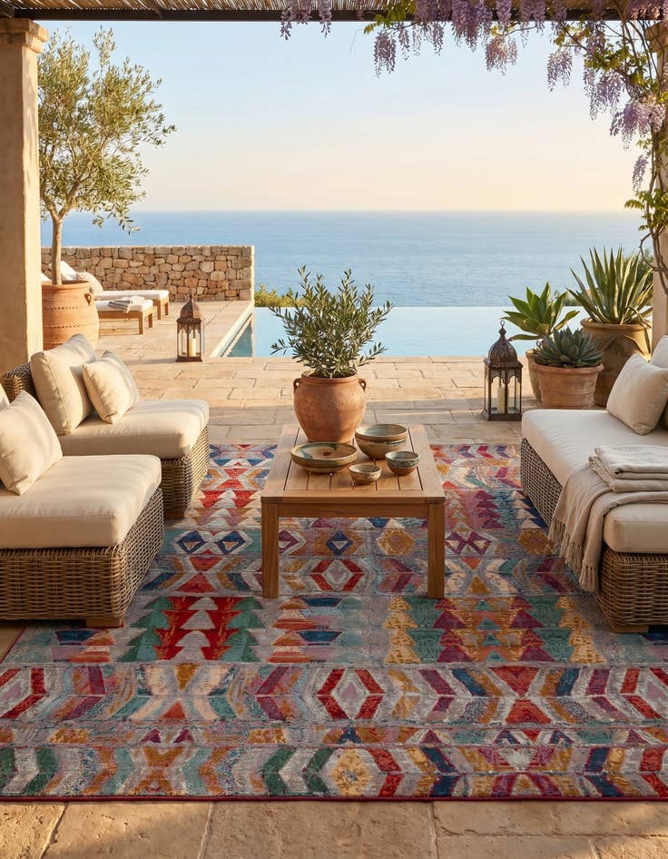 Detail image of 10' x 12' Easy-Clean Modern Indoor / Outdoor Rug