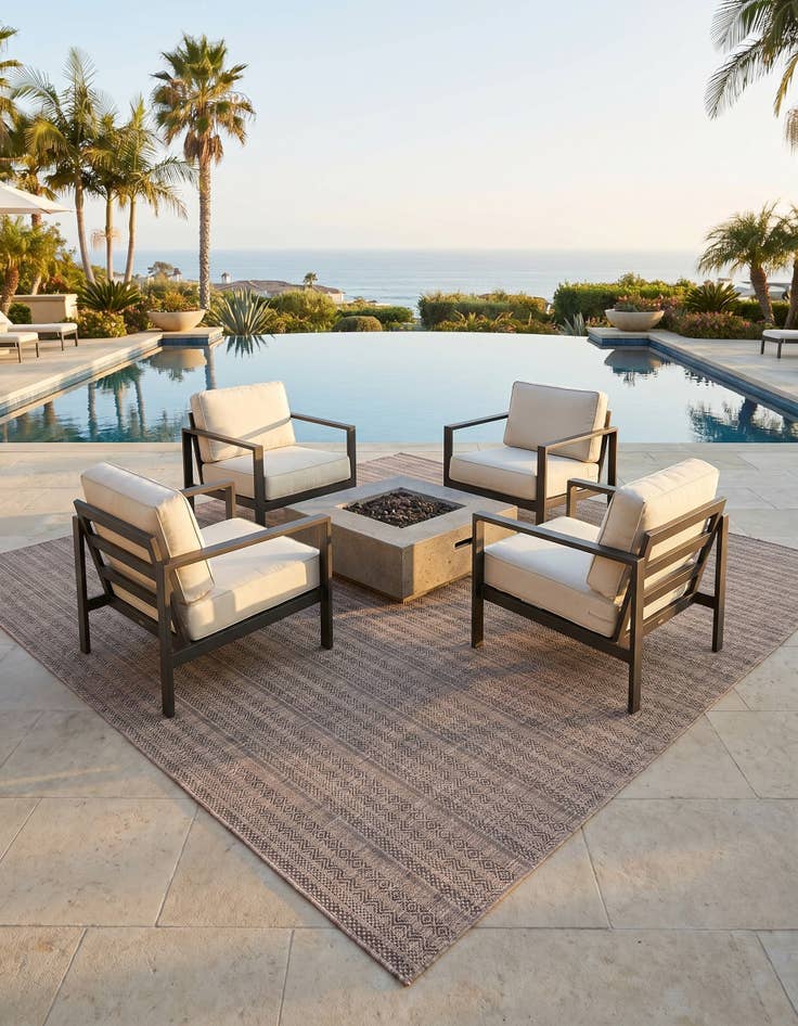 Detail image of 10' x 10' Easy-Clean Ribbon Indoor / Outdoor Square Rug