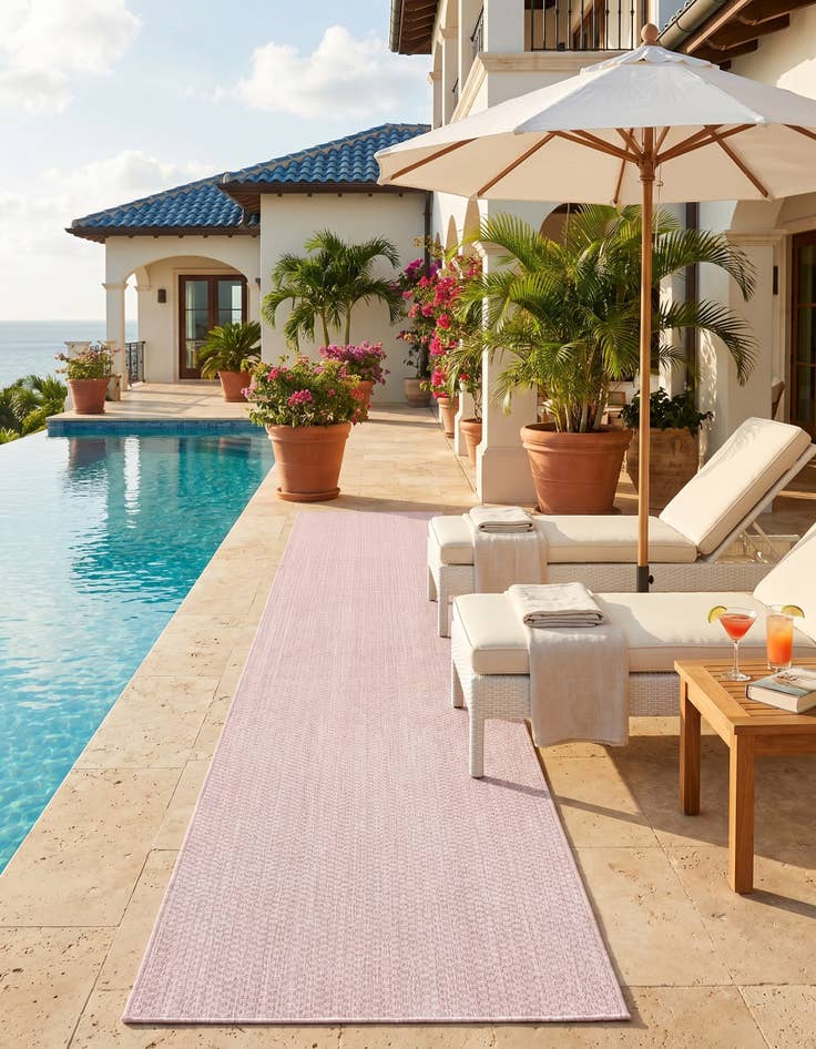 Detail image of 2' 7 x 12' Easy-Clean Solid Indoor / Outdoor Runner Rug