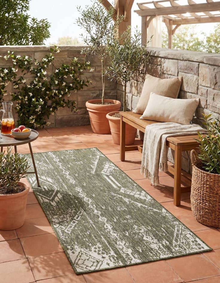 Detail image of 2' x 4' Easy-Clean Bohemian Indoor / Outdoor Runner Rug