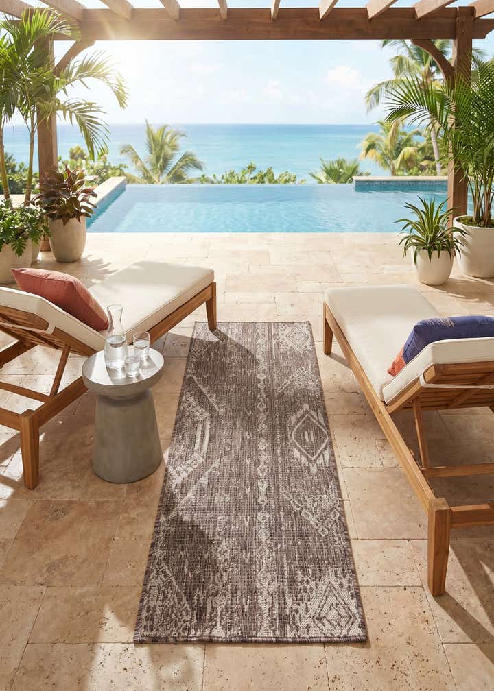 2' x 5' 3 Easy-Clean Bohemian Indoor / Outdoor Runner Rug