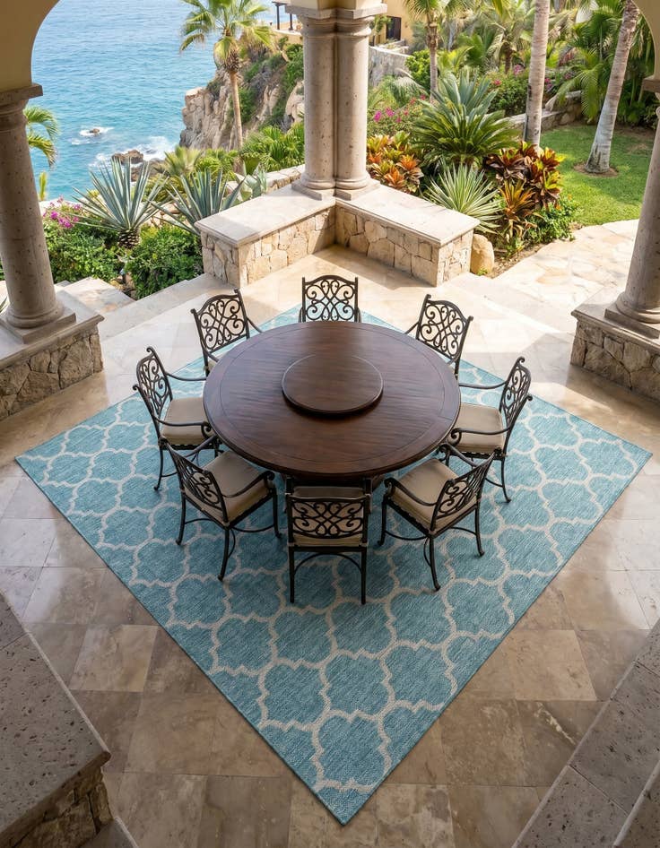 Detail image of 10' 8 x 10' 8 Easy-Clean Trellis Indoor / Outdoor Square Rug
