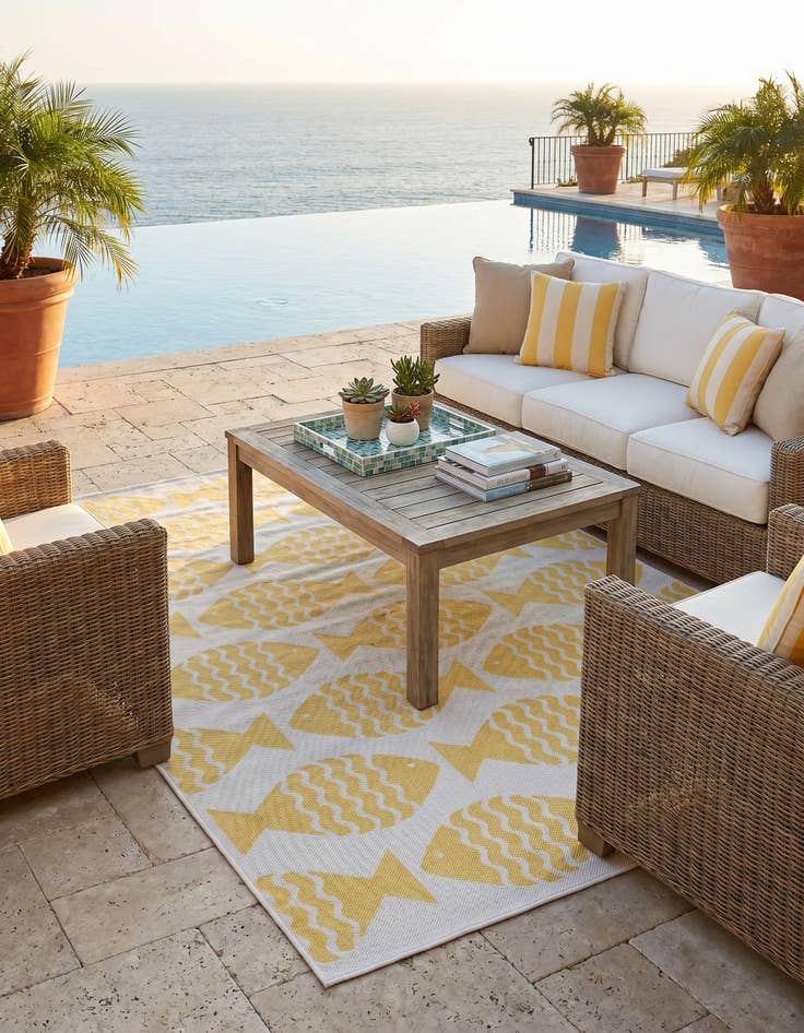 Detail image of 5' 3 x 8' Easy-Clean Coastal Indoor / Outdoor Rug