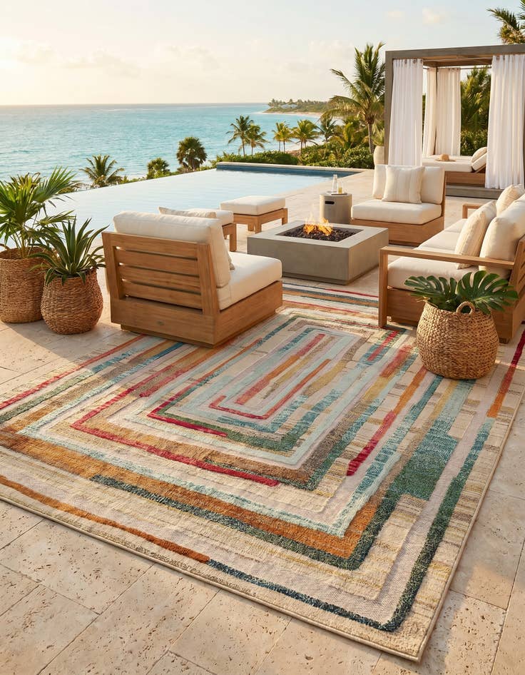 Detail image of 7' 10 x 10' Easy-Clean Casablanca Indoor / Outdoor Rug