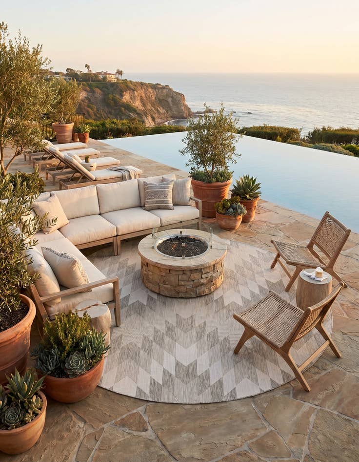 Detail image of 10' x 10' Easy-Clean Modern Indoor / Outdoor Round Rug