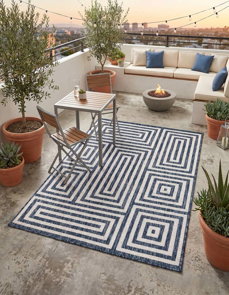 Detail image of 4' x 6' Easy-Clean Modern Indoor / Outdoor Rug