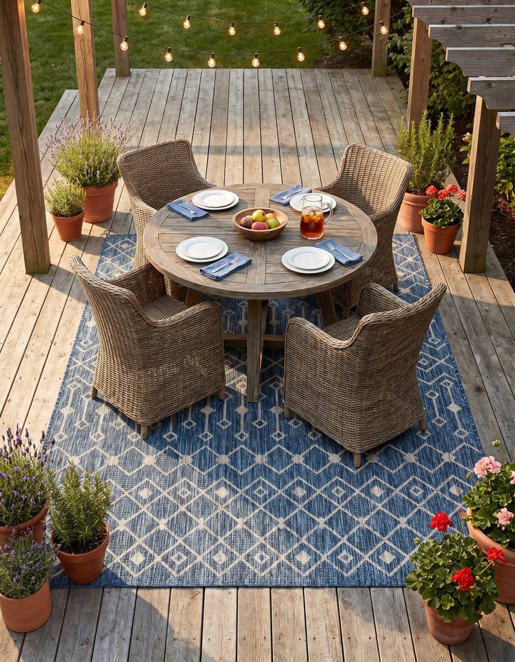 Detail image of 5' 3 x 8' Easy-Clean Lattice Indoor / Outdoor Rug