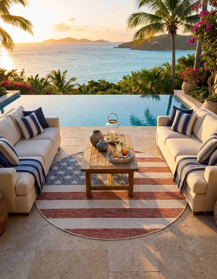 Detail image of 7' x 7' Easy-Clean Jill Zarin Indoor / Outdoor Round Rug