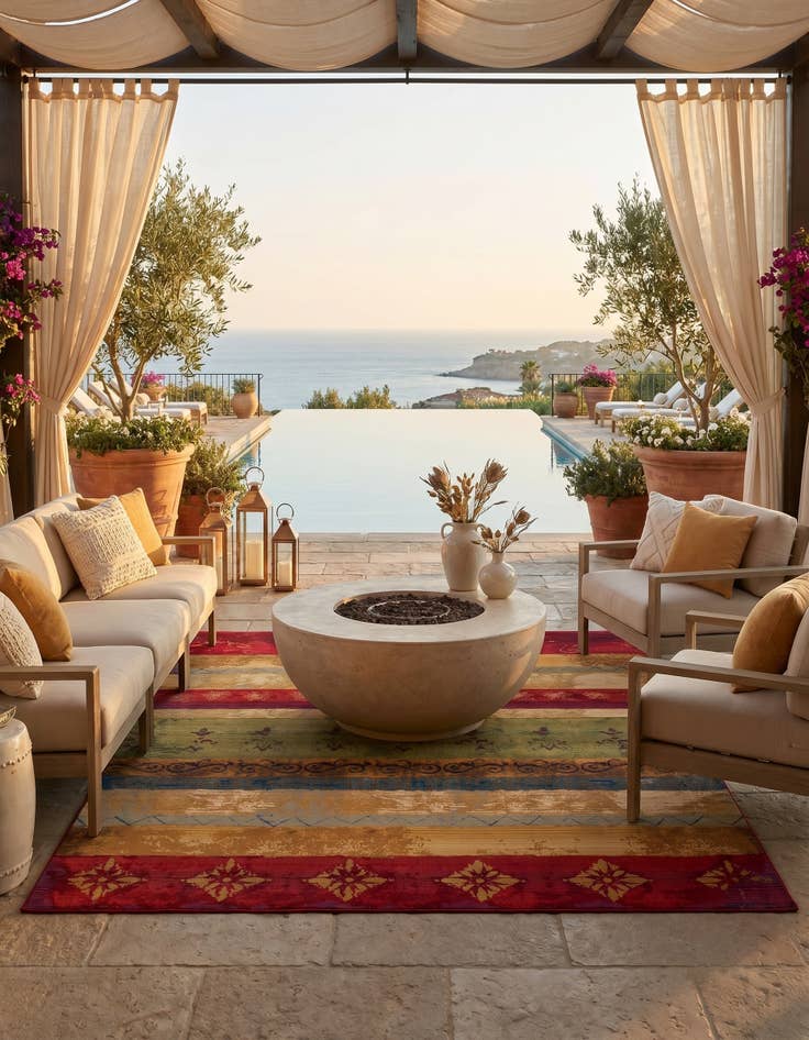 Detail image of 7' 10 x 7' 10 Easy-Clean Modern Indoor / Outdoor Square Rug