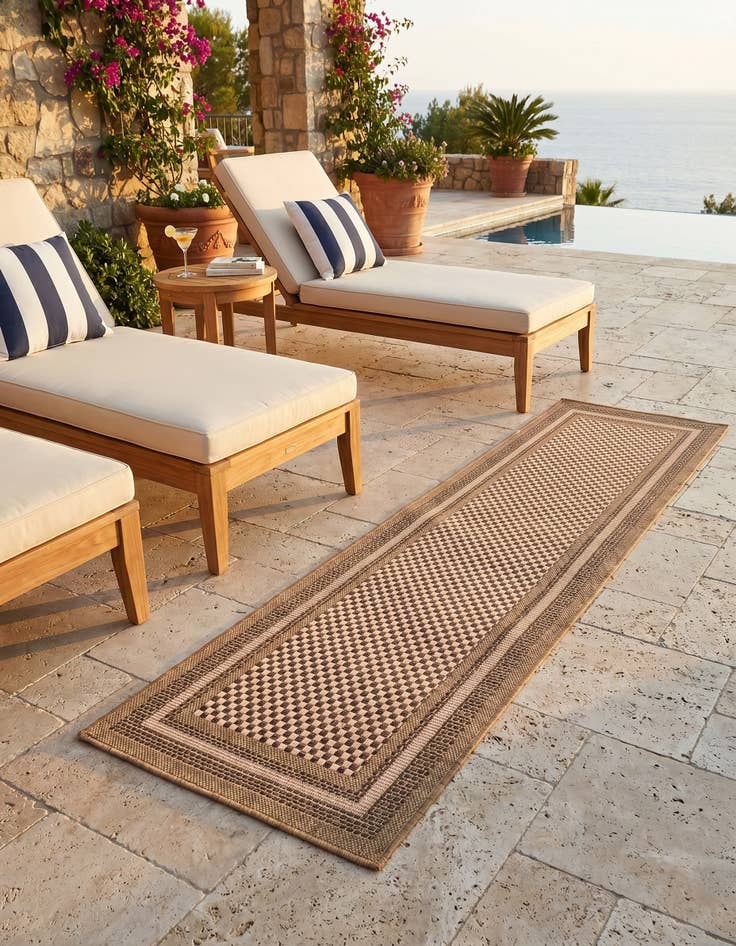 Detail image of 2' 2 x 6' Easy-Clean Border Indoor / Outdoor Runner Rug