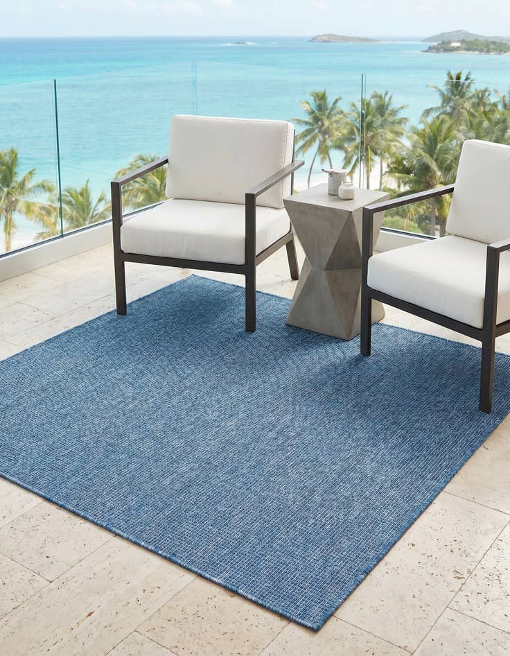 Detail image of 5' 3 x 5' 3 Easy-Clean Solid Indoor / Outdoor Square Rug