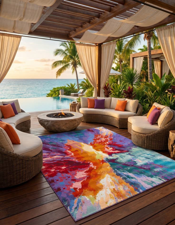 Detail image of 7' 10 x 10' Easy-Clean Modern Indoor / Outdoor Rug