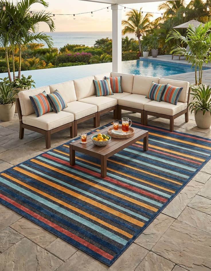 Detail image of 7' x 10' Easy-Clean Belize Indoor / Outdoor Rug